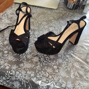 SCHUTZ Black Suede Platform Heels